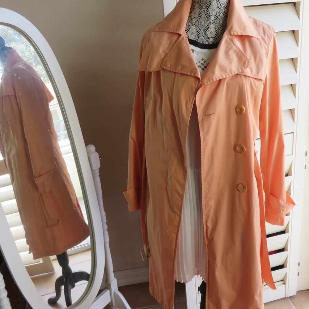 Kenneth Cole New York Trench Coat M Apricot Long Women's - Picture 10 of 14